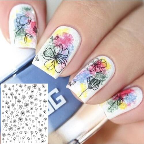 HANYI-221 FLOWER lavender 3d nail art stickers decal template diy nail tool decorations