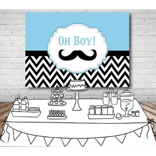Custom little man baby shower mustache chevron photo studio background High quality Computer print party photo backdrop