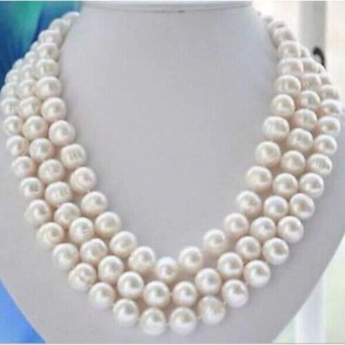 Classic 8-9mm south sea luster baroque white pearl necklace 50inch 14k
