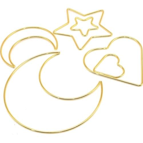 1Pack/lot Gold Color Moon Heart 50-200mm Big Dream Catcher Ring Craft Metal Rings For Dream Catchers Hoops Hanging Connectors