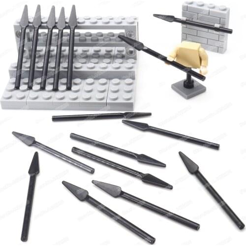 Warrior Element Weapons Guard Dark Spear Gun Building Block Moc Figures Equipment Spear Model Child Christmas Gifts Creator Toys