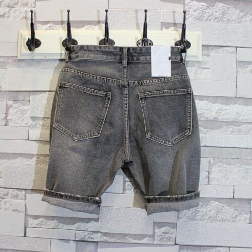 Summer Mens Straight Slim Fit Knee Length Jeans Shorts Casual Denim Streetwear Trousers Vintage Washed Cowboy Beach Shorts 2XL