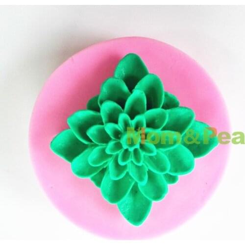 Mom&Pea 0764 Free Shipping Square Flower Shaped Silicone Mold Cake Decoration Fondant Cake 3D Mold Food Grade