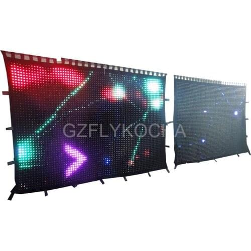 Disco set used party stage centerpieces 2m*3m background curtain drop with color mixing moving light P4cm
