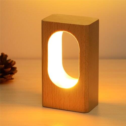 USB Table Lamp Beside Night Light Bedroom Decor Desk Lamp Wood Zen Style LED Light for Living Room