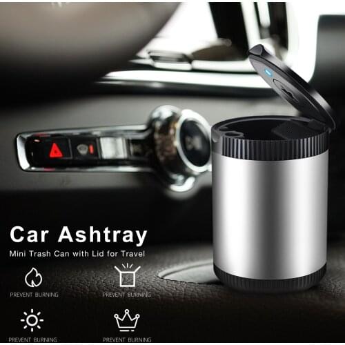 New Car Ashtray Stainless Steel Mini Trash Can with Lid for Travel Portable ashtray for LED lights aluminum alloy Car ashtray