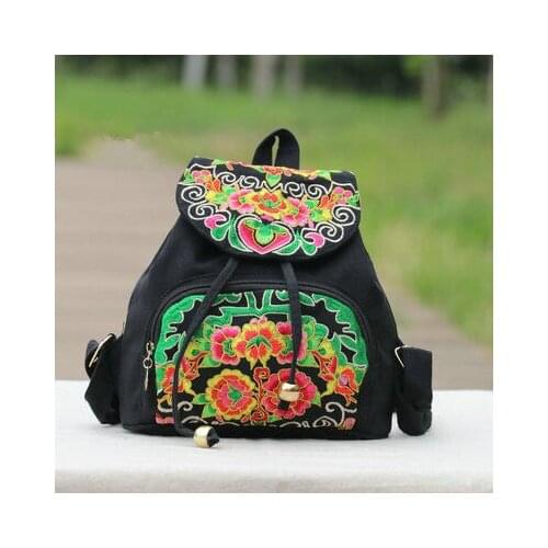 New National embroidery small shopping backpacks women!Nice floral prints lady Casual hasp backrack All-match canvas backruck