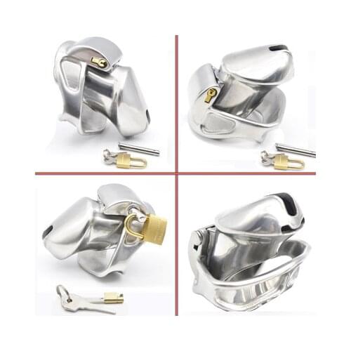 New 3D Design Male 316L Stainless Steel Luxury Chastity Device Short Paragraph Cock Cage with 2 Magic Locks CP337