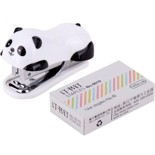 1 PCSCute New Mini Panda Stapler Set Cartoon Office School Supplies Staionery Paper Clip Binding Binder Book Sewer