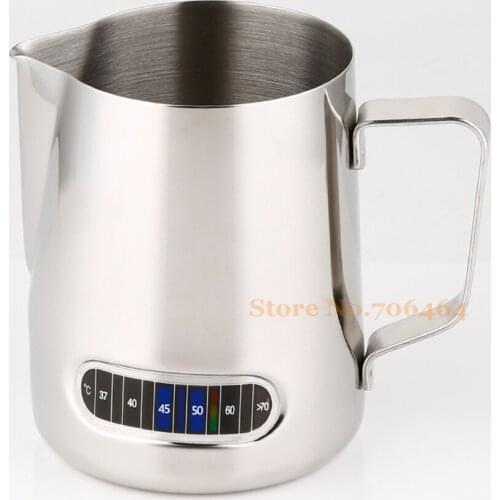 New stainless steel coffee tools espresso pitcher Milk Pitcher with temperature gauge Foaming Jug
