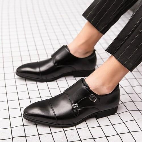 POLAI Fashion Business Dress Men Shoes 2020 New Classic Leather MenS Suits Shoes Fashion Slip On Dress Shoes Men Oxfords