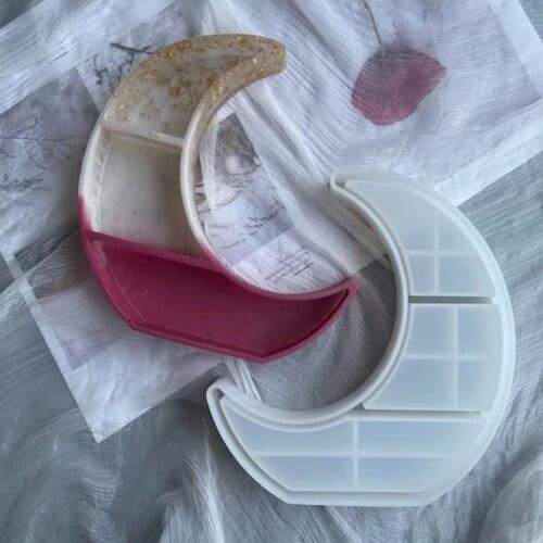 Moon Tray Epoxy Resin Mold Crescent Display Stand Silicone Mould DIY Jewelry Organizer Trinket Holder Storage Rack Cast Tool
