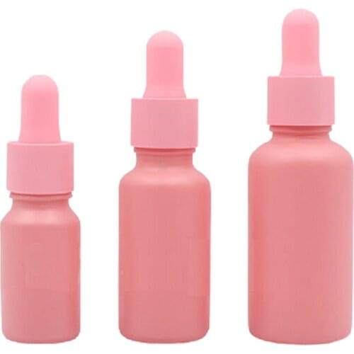 Empty 10ml 20ml 30ml Glass Dropper Bottles Matte Pink Cosmetic Liquid Perfume Refillable Essential Oil Dropper Pipette Bottle
