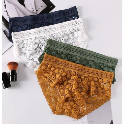 Sexy Lace Panties Womens Embroidery Flower Lightweight Comfortable Stretch Skin-friendly Lady Panties Briefs