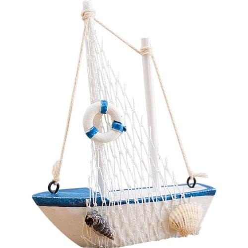 Mediterranean Style 14cm Boat Sail Model Handmade Creative Home Decoration Ornaments