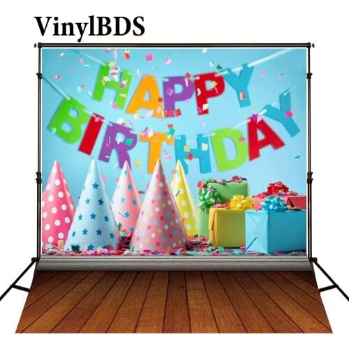 VinylBDS Baby Birthday Hat Photo Newborns Birthday Background Lovely Children Backdrops Large Size Seamless Photo