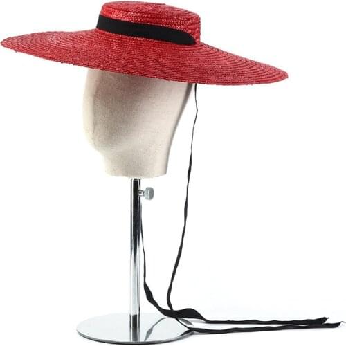 202105-2509000 summer natural handmade straw Designer style wind brim leisure beach long ribbon lady fedoras cap women hat