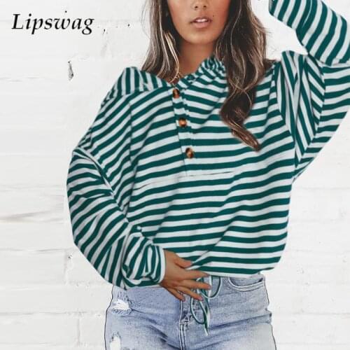 2021 Spring Round Neck Streetwear Hooded Autumn Women Fashion Striped Printed Retro Hoodies Casual Long Sleeve Tops Pullover