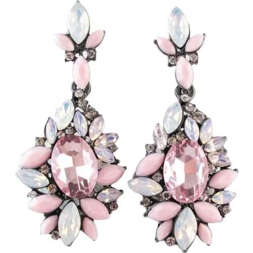 YaYi Jewelry Fashion Multi Glass Rhinestone Dangle Crystal Pierced Girls Lady Womens Long Ear Studs Hoop Gem Earrings Gift