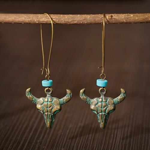 2020 Vintage Earrings For Women Gypsy Jewelry Ethnic Cattle Alloy Pendants Dangle Earrings Turkey Jewelry Wholesale