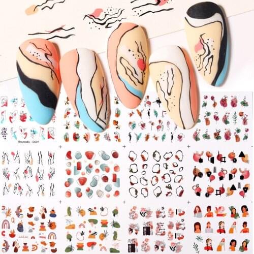 1Sheet 12 Style Gel Polish Nail Sticker Decals Tool Nail Art Paper Decoration Manicure Tattoos 3D DIY Nail Art Accessories