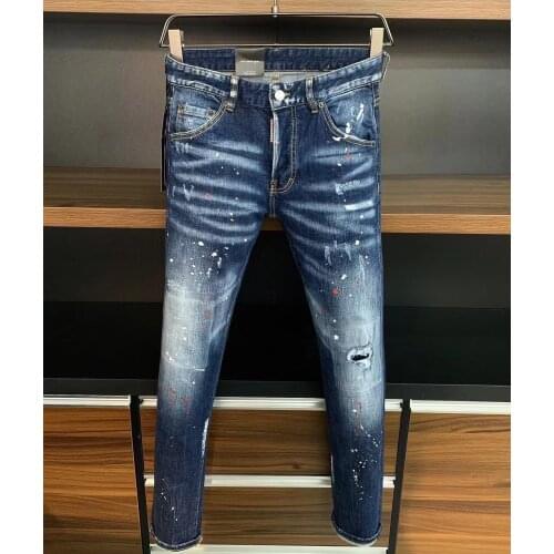 2021 Fashion Trend Dsquared2 Patch Patch Paint Dot mens Motorcycle Jeans *9601