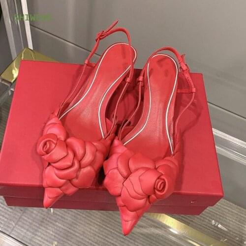 2021 Fashionable Womens High-heeled Pumps Ladies Flower Shoes Womens Pointed toe Elegant Design Sandals Wedding/office Shoes