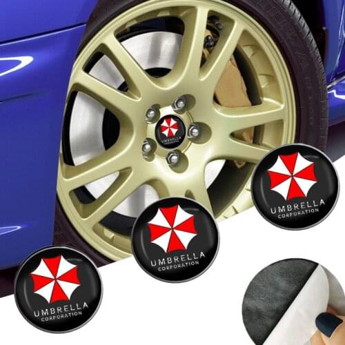 4pcs 56mm Car Wheel Center Hub Caps Rims Emblem Sticker Auto Goods For Umbrella Corporation Logo Automobiles Car Accessories
