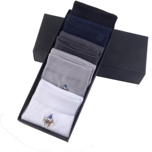 5 pairs/lot High Quality Socks Cotton size 38-44 Modal Cotton Casual Breathable Business Fashion Embroidery Socks Gift