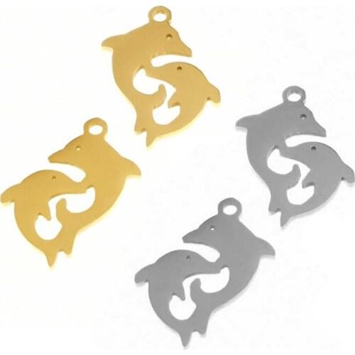 5pcs/lot Lovely Stainless Steel Decoration Pendant Charms Dolphin Handmade Accessories DIY Earrings Jewelry Making Findings Bts