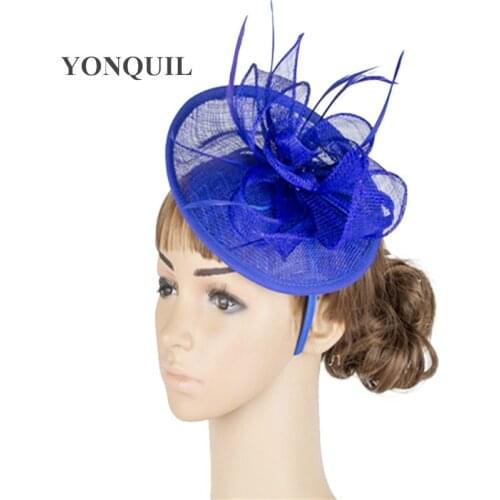 Fascinator Hair Accessories Sinamay Base with Loops Hairbands Elegant Coctail Headwear Church Headpiece Red Party Hats 17 Color