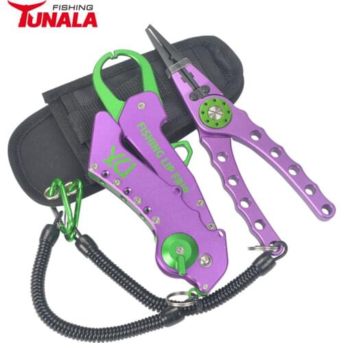 TUNALA Aluminium Fishing Pliers Folding Fish Grip Set with Lanyard and Sheath Hook Remover Tackle Tool Line Lure Cutter Tongs