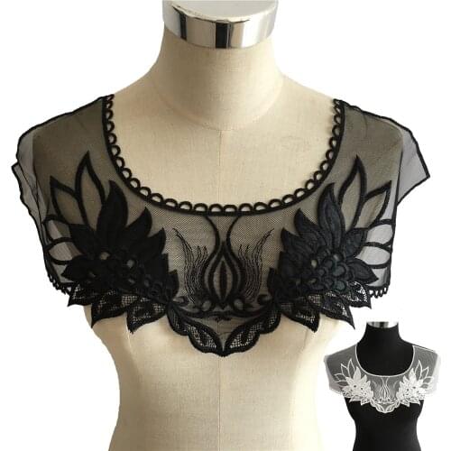 Dress Applique Lace Fabric Blouse Costume Decor Accessories DIY Embroidery Neckline Collar Sewing Trim White Black Scrapbooking