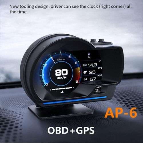 Head Up Display Auto Display OBD2+GPS Dual System LCD Smart Car HUD Gauge Digital Odometer Security Alarm Water&Oil temp RPM