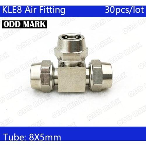 Free shipping 30PCS/LOT Pneumatic Fittings 8mm to 8mm to 8mm Hose Pipe Quick Joint Coupling Connectors Nickel Plated Brass KLE8