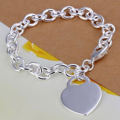 Free shipping silver plated jewelry bracelet fine fashion heart pendant bracelets top quality wholesale and retail SMTH268