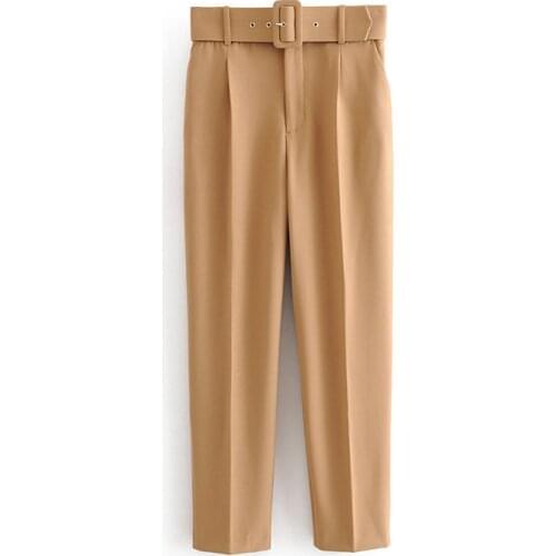 Spring and Summer Womens Pleated Multi-color Harem Pants Casual Solid Color Pants Trousers with Belt