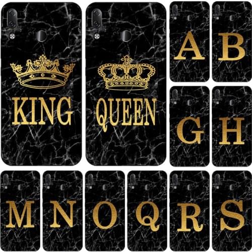 Phone case For Lenovo Z5 Z 5 L78011 6.2" Marble Golden alphabet background Soft Print Cover Fundas