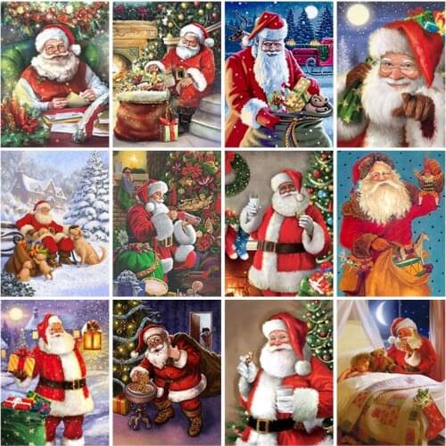 DIY 5D Diamond Painting Full Square Drill Rhinestone Cross Stitch Diamond Mosaic Christmas Santa Claus Embroidery Home Decor