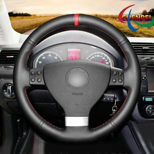 DIY Hand-Sewn PU Leather Car Steering Wheel Cover For Volkswagen Jetta Tiguan Passat EOS Car Interior Accessories