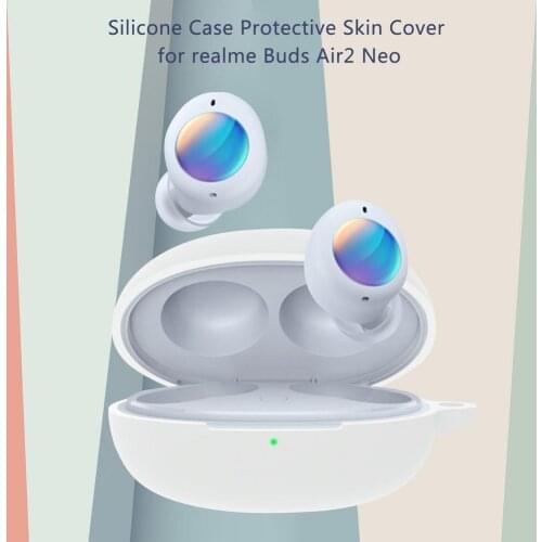 For Realme Buds Air2 Neo Silicone Case Headphone Sleeve Solid Color Cover Earphone Accessories With Carabiner