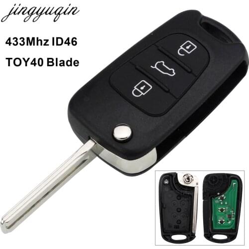 Jingyuqin 433MHz Chip ID46 Remote Key Fob Fit For Hyundai I30 IX35 TOY40 Blade Replacement Folding Flip 3 Buttons Car Key