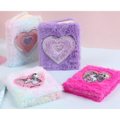 1 Pcs Cartoon Colorful Dream Unicorn Plush Notebooks Girls Portable Pocket Diary Planner Notepad Stationery