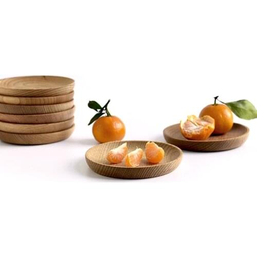 1PC Wood Serving Plate, Wood Square & Round Serving Tray, Fruit Dessert Cake Snack Candy Platter Wooden Bowls