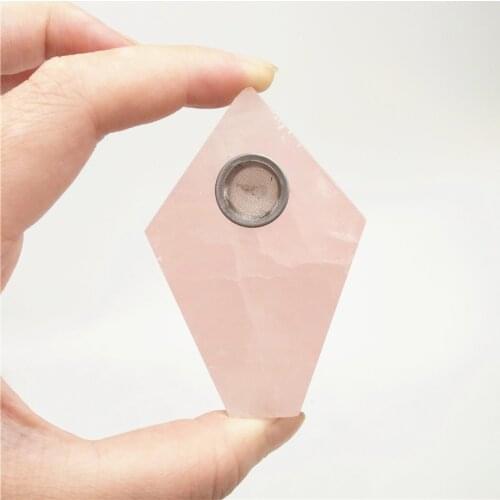 Natural Diamond rose point Crystal Quartz Crystal Smoking Pipe