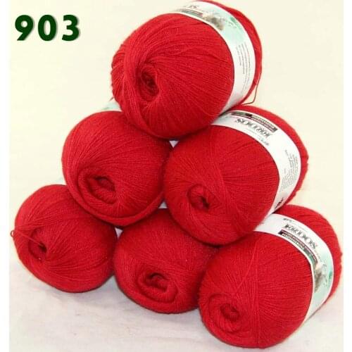 Lot of 6 Skeins Fine Lace Soft Wool Acrylic Cashmere Yarn Knittin Christmas Red 903