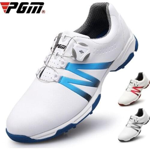 2019 PGM golf shoes mens waterproof shoes Double patent Rotating shoelaces 3D printing microfiber leather