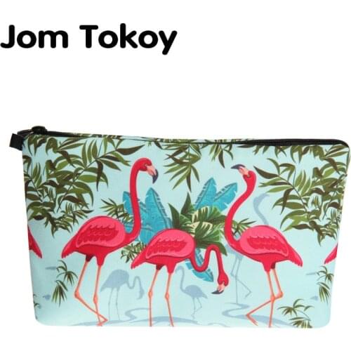 Jom Tokoy New fashion Cosmetic Bag Fashion Women Brand makeup bag Heat Transfer Printing Flamingos cosmetic organizer bags