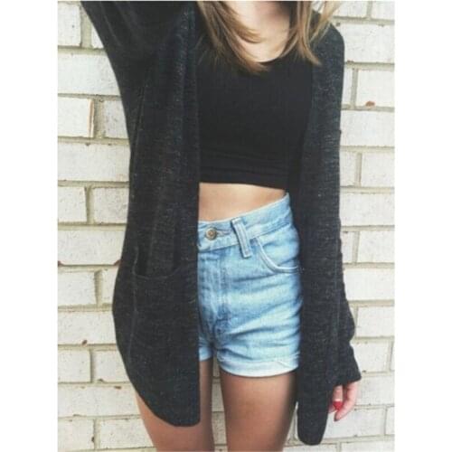 New Fashion Women Long Sleeve Knit Coat 2018 Autumn Winter Long Sleeve Top Casual Cardigan Outwear Coat Black Knitted Jacket Hot