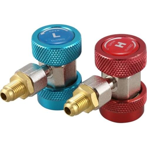 One Pair R134A High Low Quick Coupler Connector Adapters Type AC Manifold Gauge Auto Set for A/C Manifold Gauge Brass Adapter